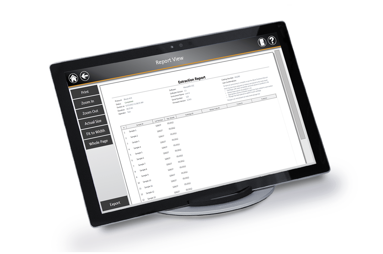 Records displayed on tablet